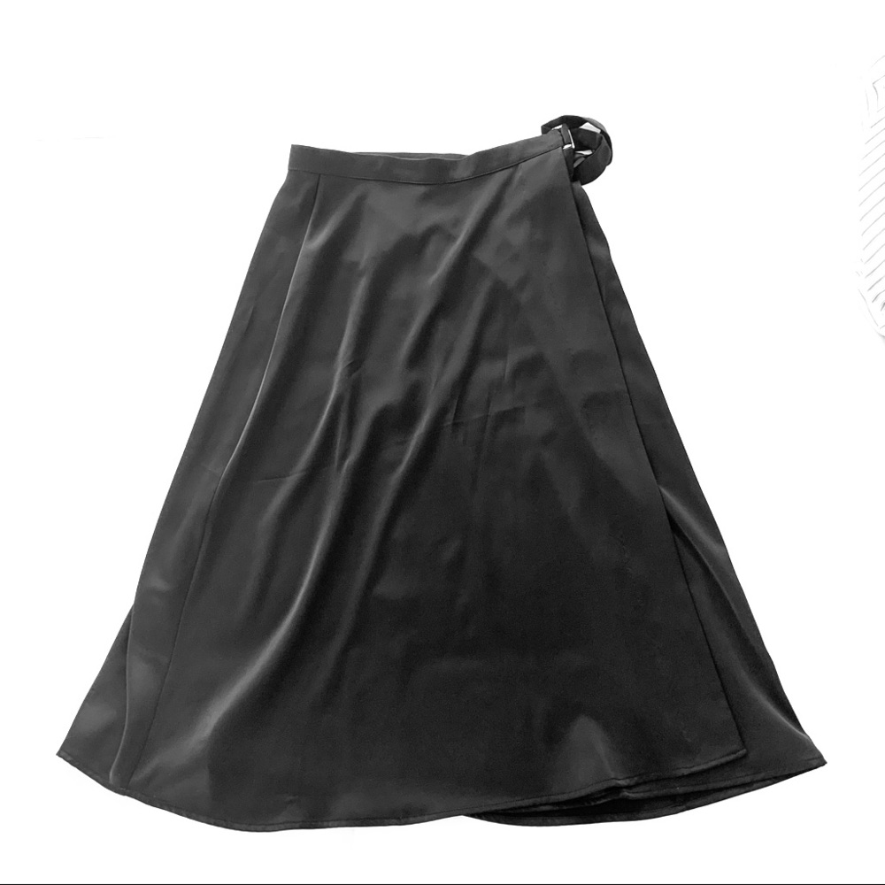 Black Silk Wrap Skirt